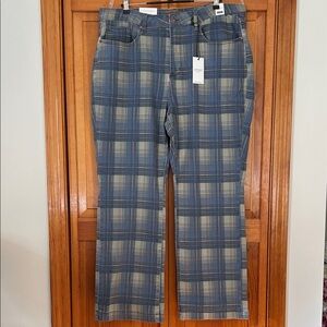 Judy Blue Plus Size Plaid High Waist Straight Leg Jeans 22W Blue & Tan Plain New